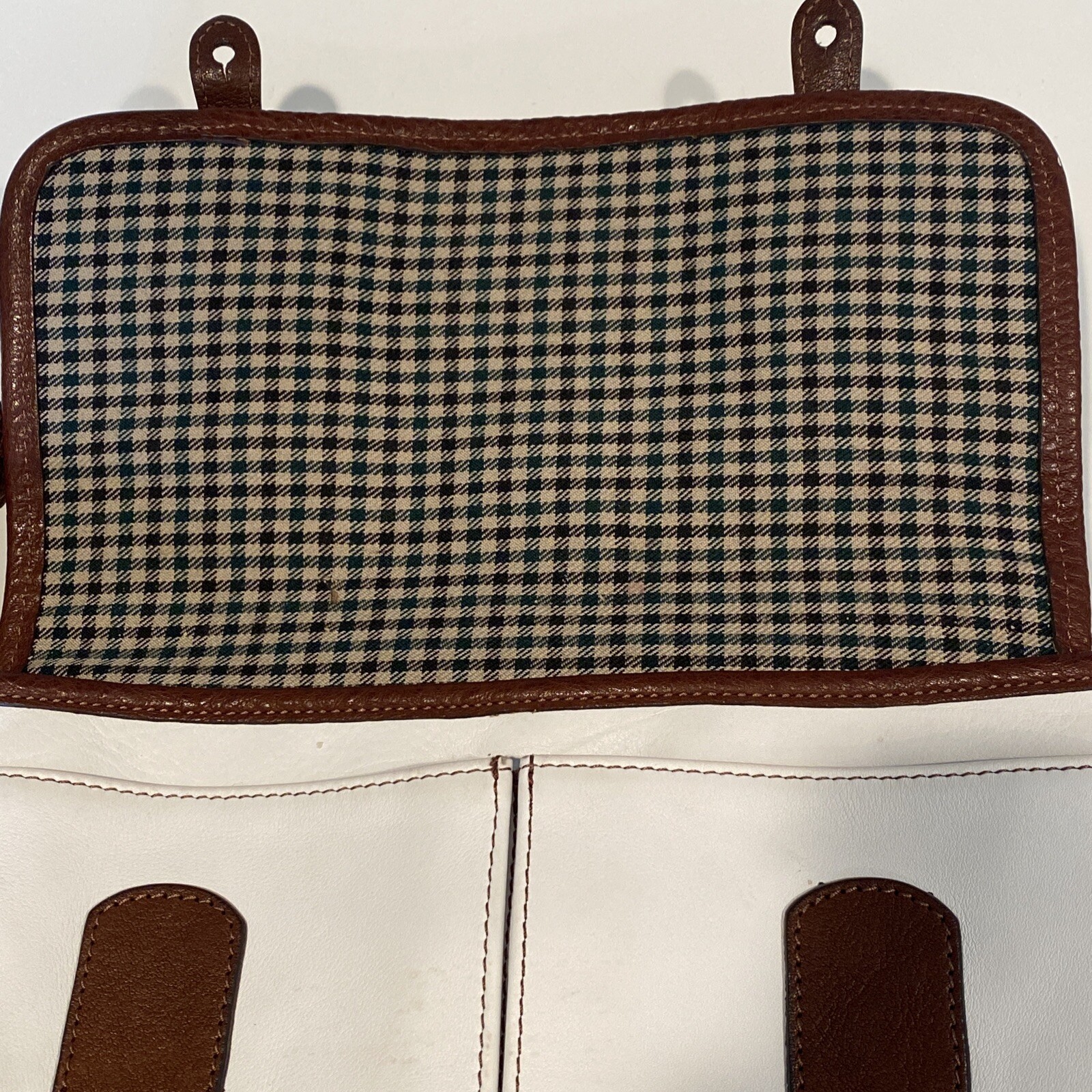 Vintage Original Ghurka No 509 PURSER white Leather/Trim Crossbody Bag RARE!