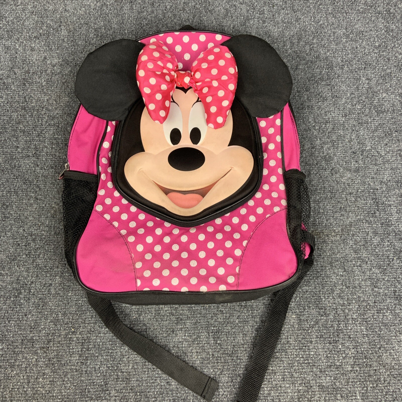 Disney Fast Forward Minnie Mouse 3D Zippered 16″ Backpack Bag Pink Sparkle