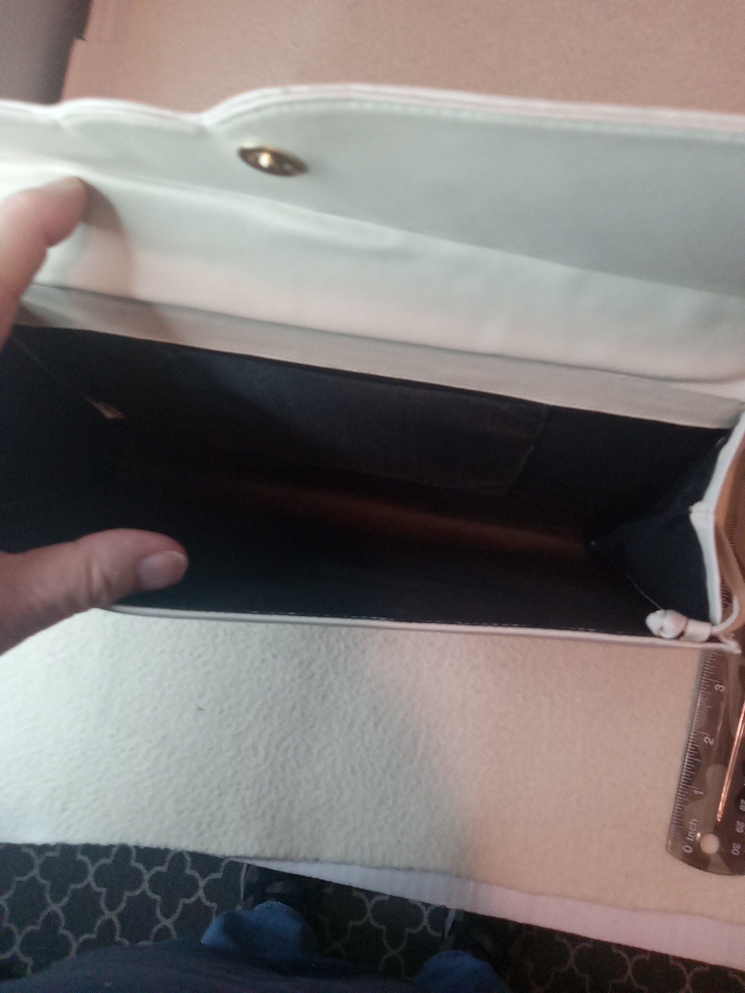 Off-white Clutch Bag Purse Wallet 12″×7″×1/2″ Made In USA, removable strap