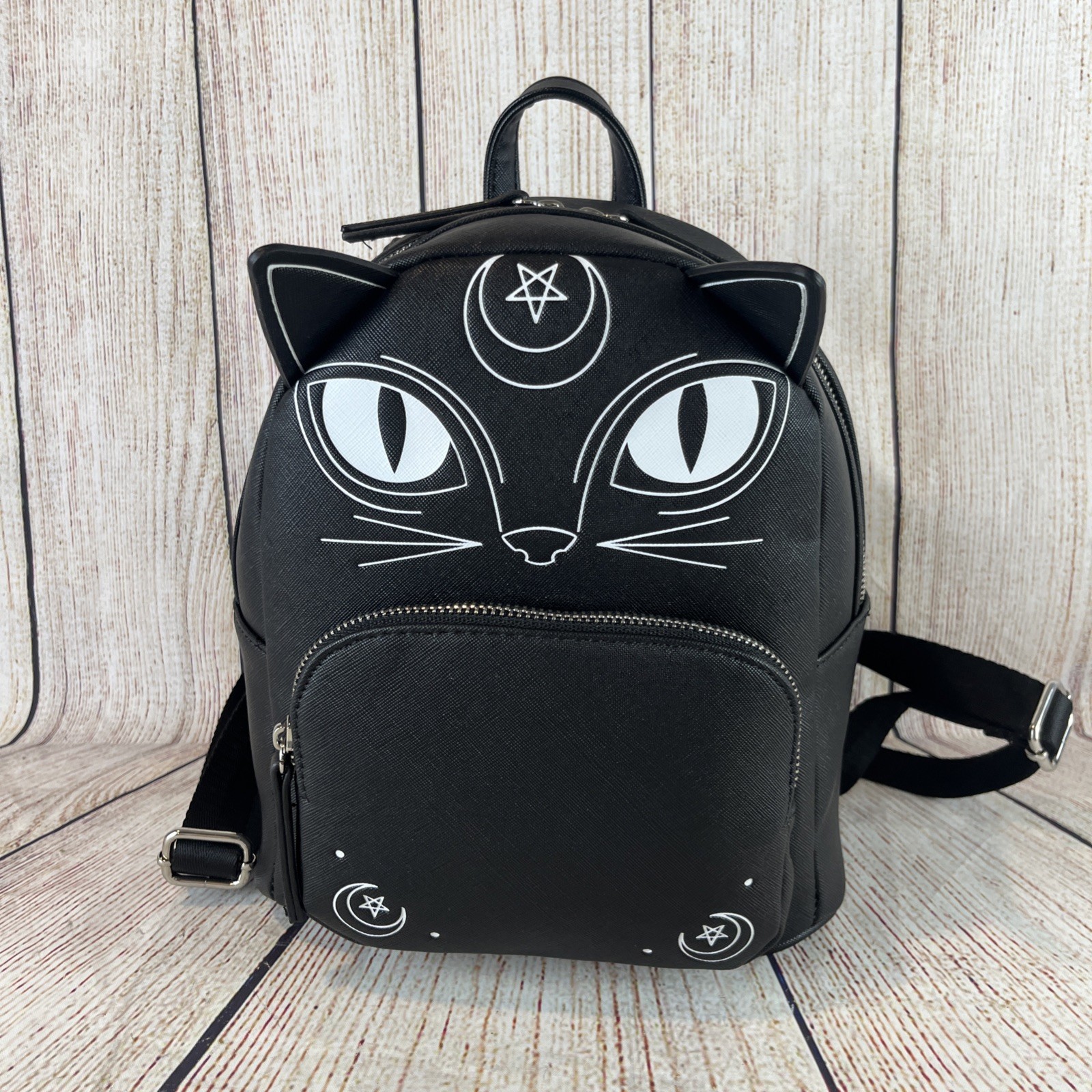Mad Engine Witch Wiccan Black Cat Mini Backpack Moon Stars Halloween Pentagram 