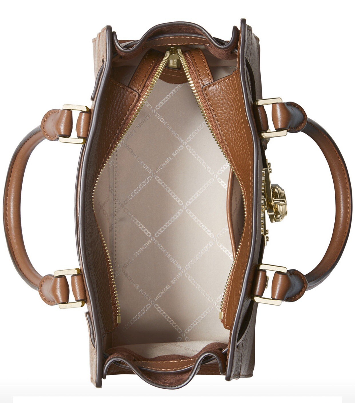 Michael Kors Nouveau Hamilton Small Studded Leather Satchel / Luggage Gold Sm
