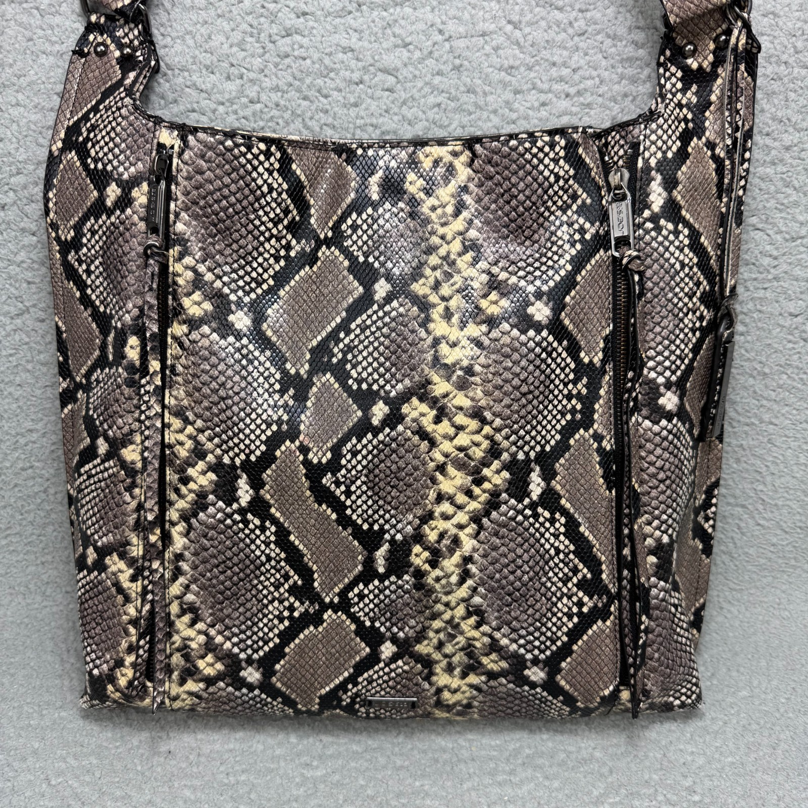 Joes Jeans Bag Large Grey Faux Snake Skin Hobo Shoulder Tote Purse Handbag