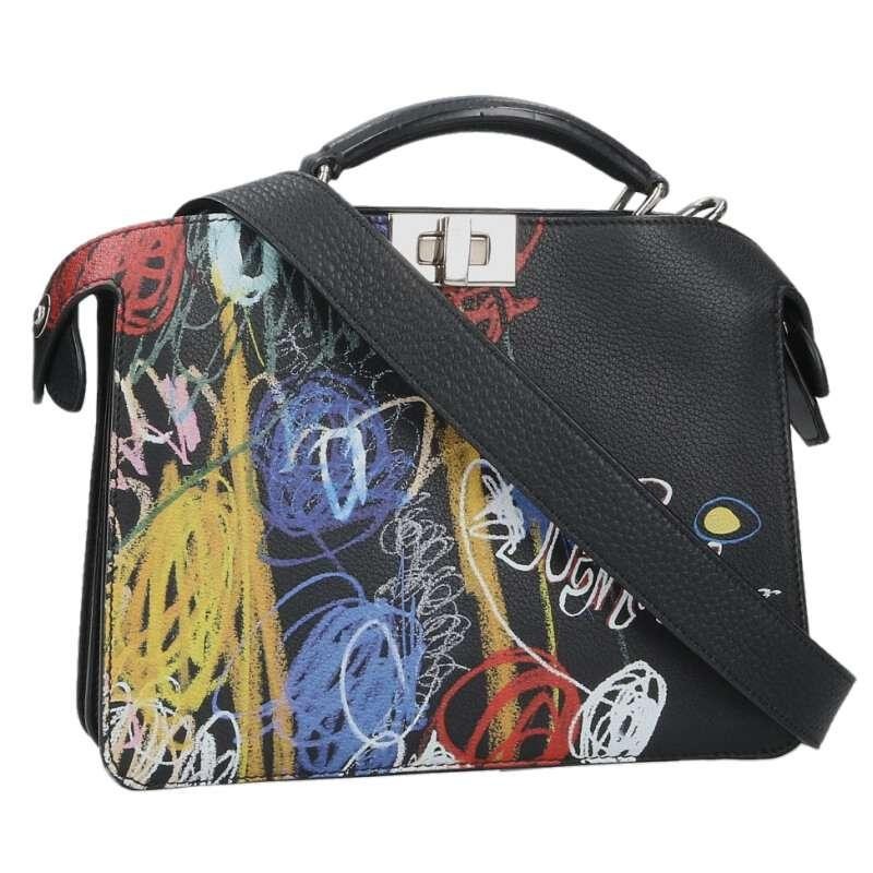 FENDI Bag: 7VA530 Peekaboo Graphic Paint Black Multi W25.5H19.5D5cm;