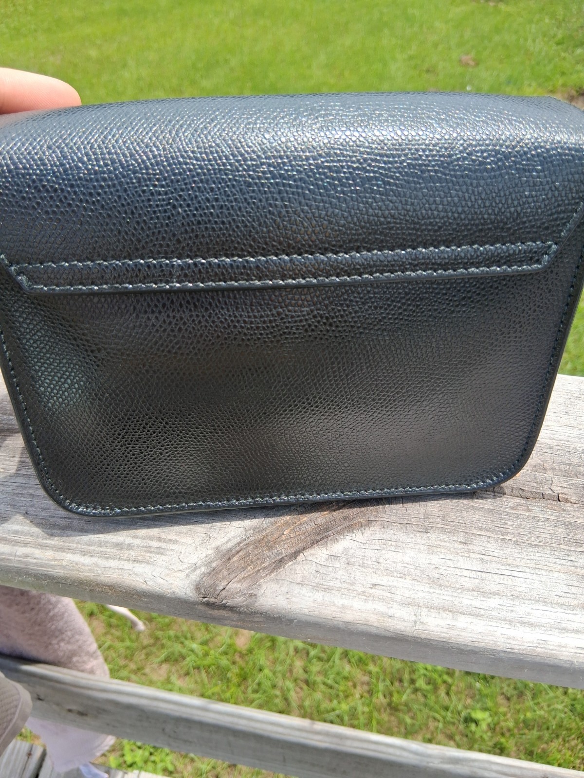 Furla Black Pebbled Small Crossbody Bag Gold Chain Strap Turn Lock Closure