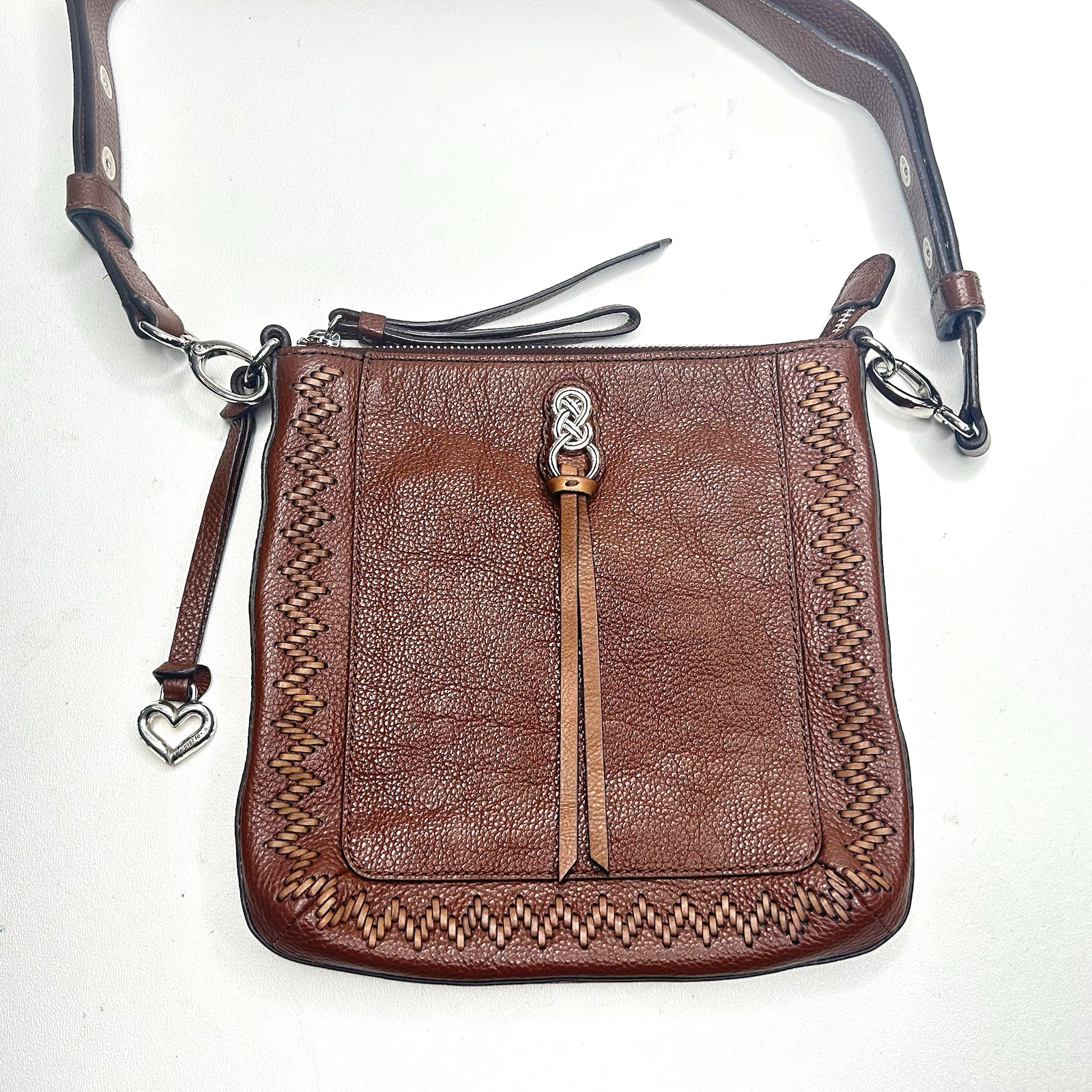 Sm BRIGHTON Gia Interlok Georgia Convertible Crossbody Zip Bourbon Leather $295