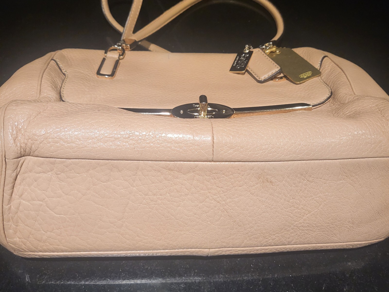 COACH MADISON MEDIUM MADELINE LEATHER SATCHEL Beige Lovely