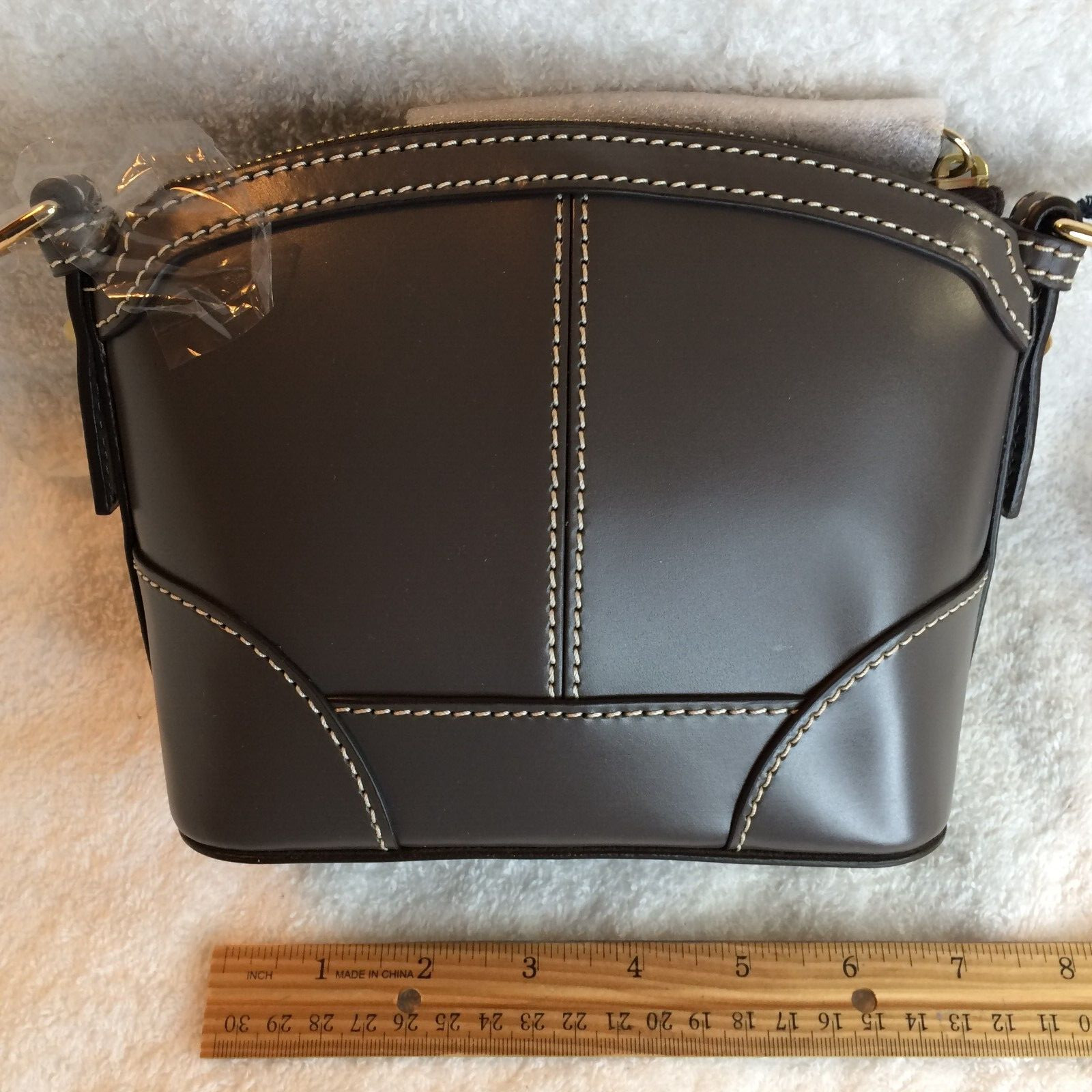 New Dooney & Bourke Steel Gray Leather Mini Domed Crossbody Purse