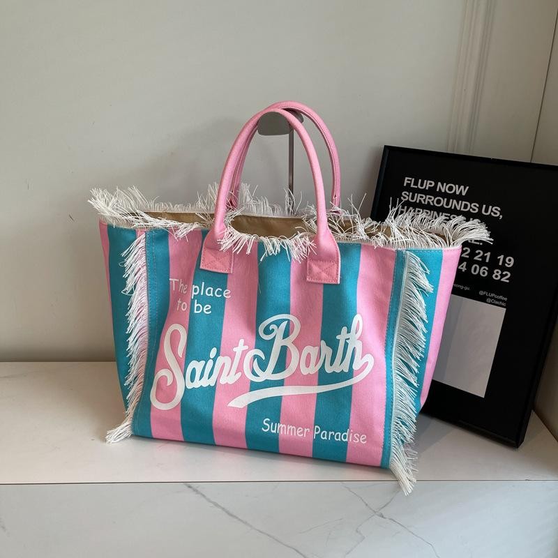 Tassel Canvas Shoulder Bag Large Capacity Interior Pocket Fashion Women Handbag