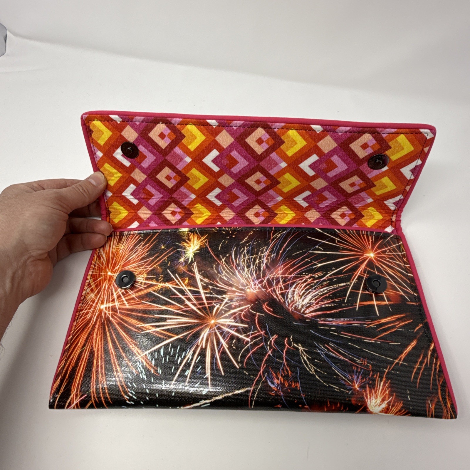 NWT Kent Stetson Signed Fireworks Envelope Clutch Detachable Crossbody Rare