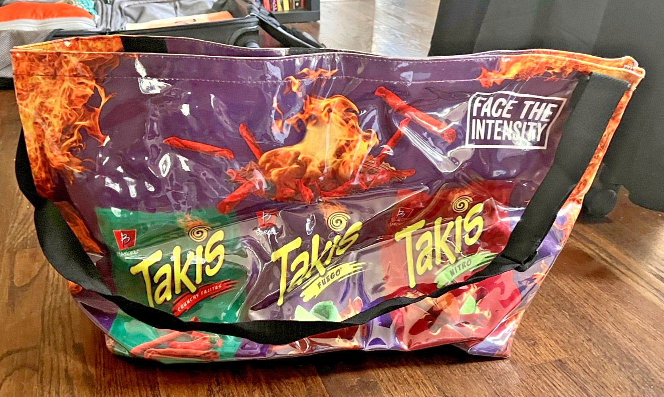 New Takis Taki Large Tote Travel Bag Takis Purse 26″W 15″D w/Adjustable Strap