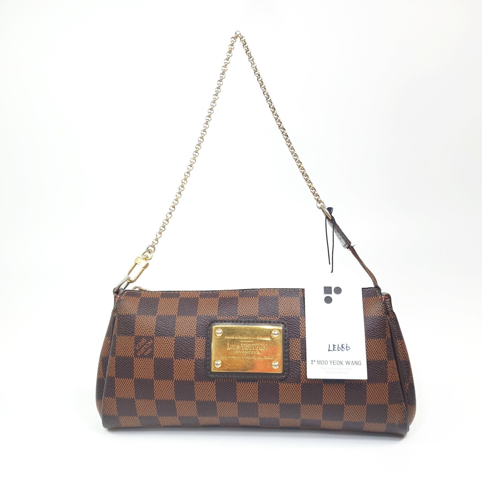 Authentic Louis Vuitton Eva Clutch Damier Ebene N55213 Guaranteed Genuine LE686