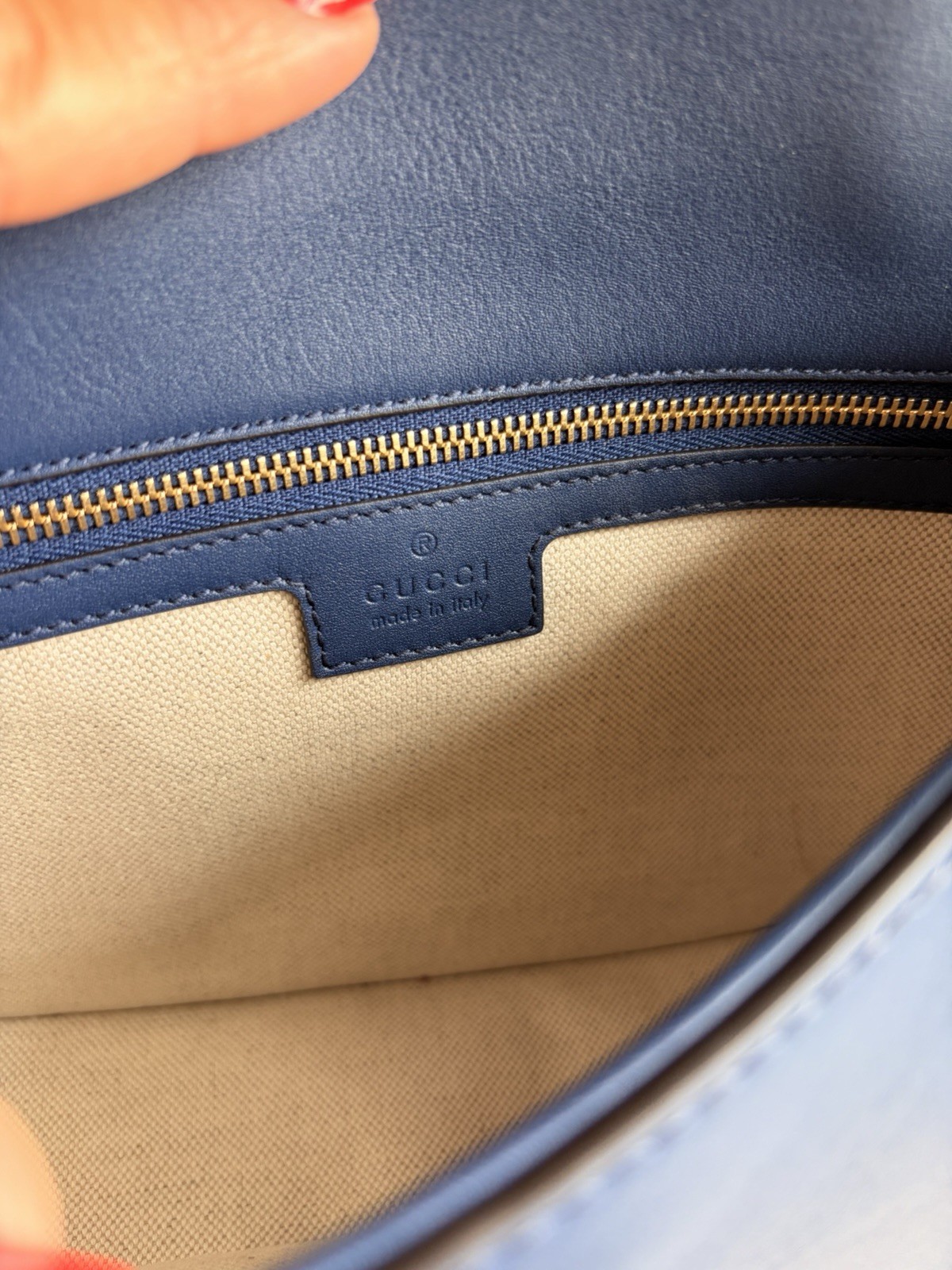 100% Authentic Gucci Navy Blue Blondie Top Handle Bag