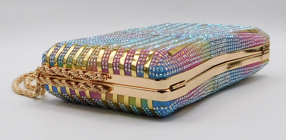 Vintage Crystal Rhinestone Evening Handbag Purse Clutch Party Wedding/MuiltiXH61