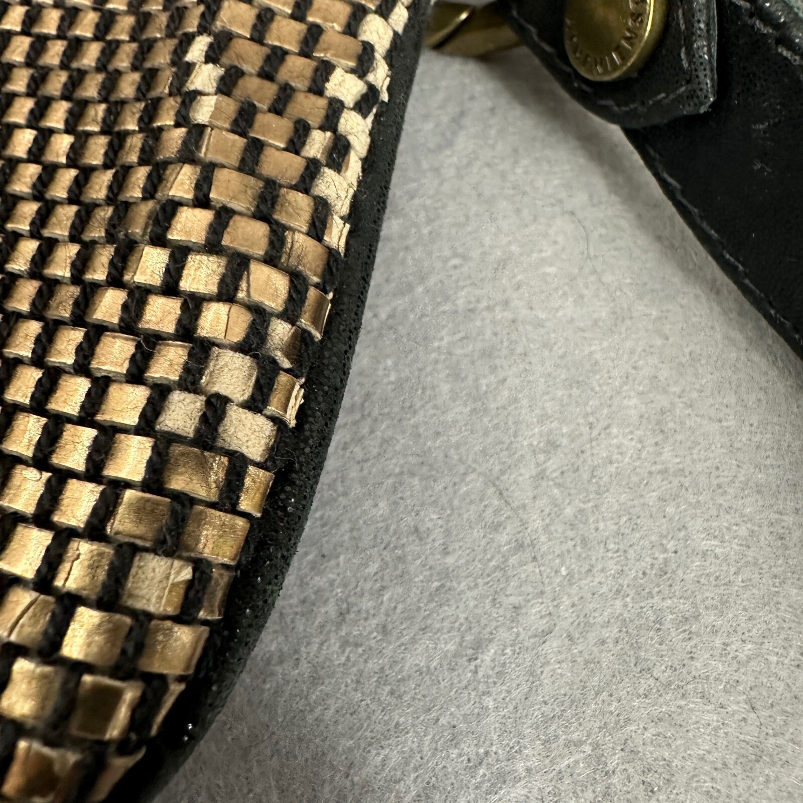 Elisa Atheniense Metallic Woven Clutch Evening Bag Wristlet