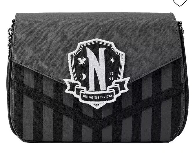 Loungefly Netflix MGM Wednesday Adams Uniform Cosplay Cross Body Bag