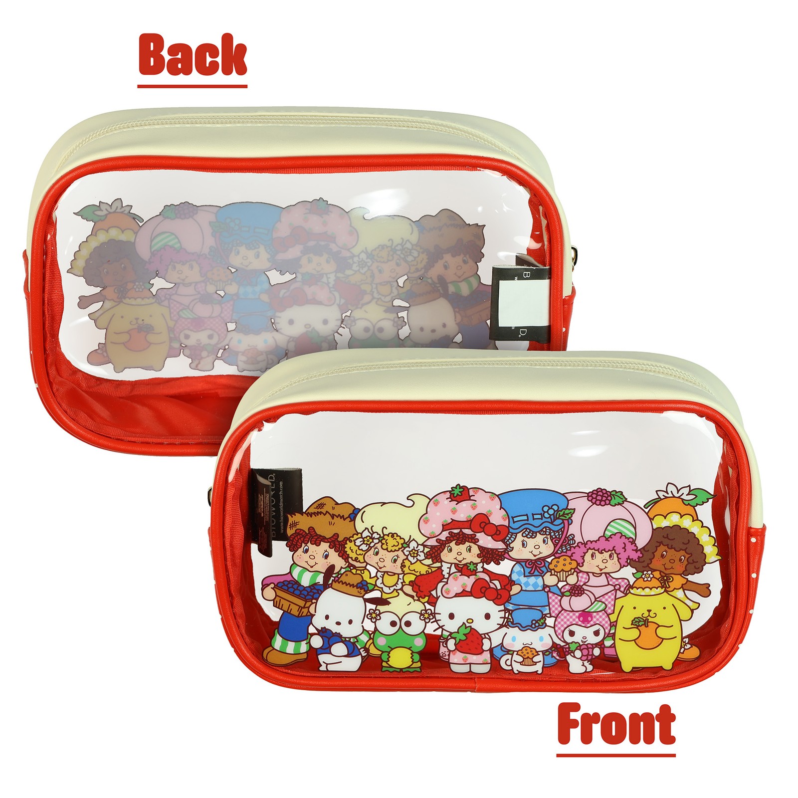 Sanrio Hello Kitty And Friends Strawberry Shortcake 3 Piece Cosmetic Bag Set 9″