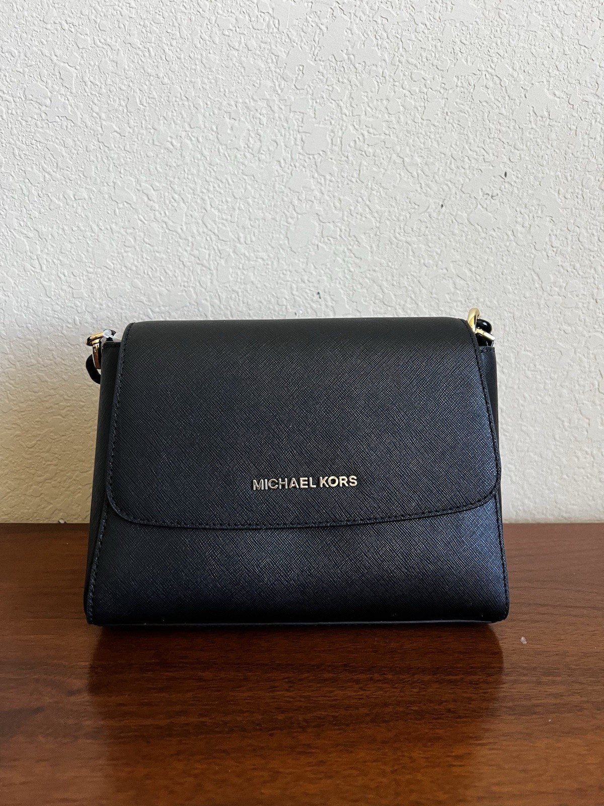 Michael Kors Sofia Small East West Satchel Crossbody Leather Bag Black