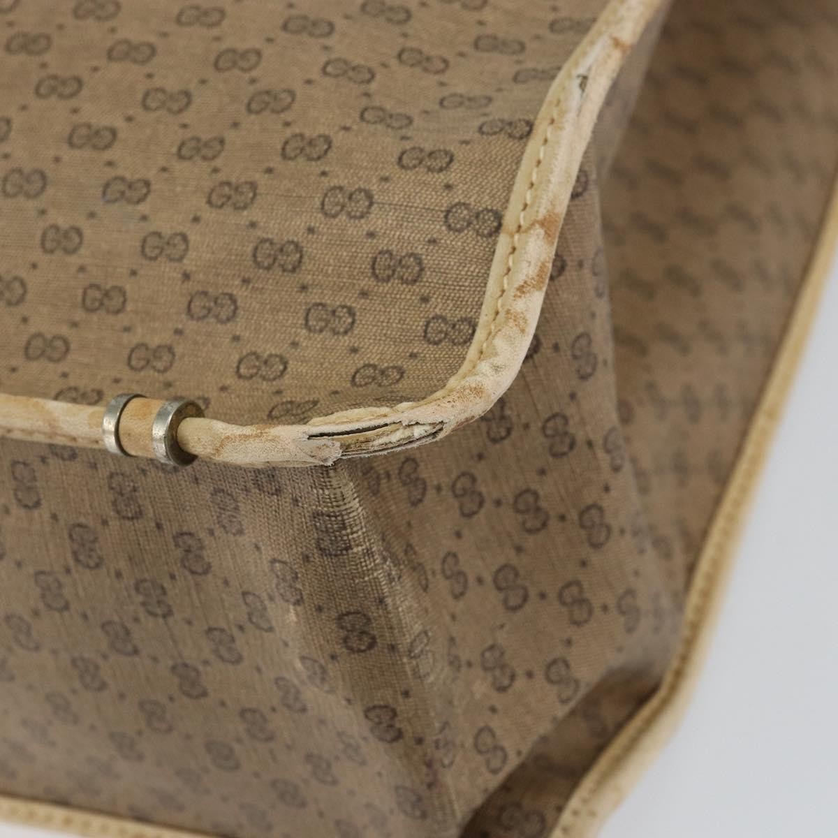 GUCCI Micro GG Supreme Tote Bag PVC Beige Gold Auth am9689