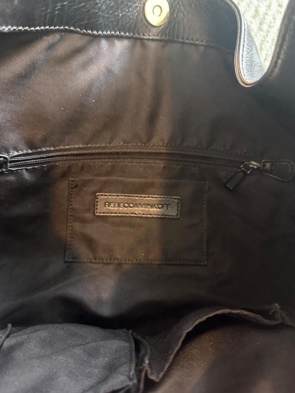 Rebecca Minkoff Black Studded Zip Hobo Shoulder Bag Gold Hardware Lined Pockets