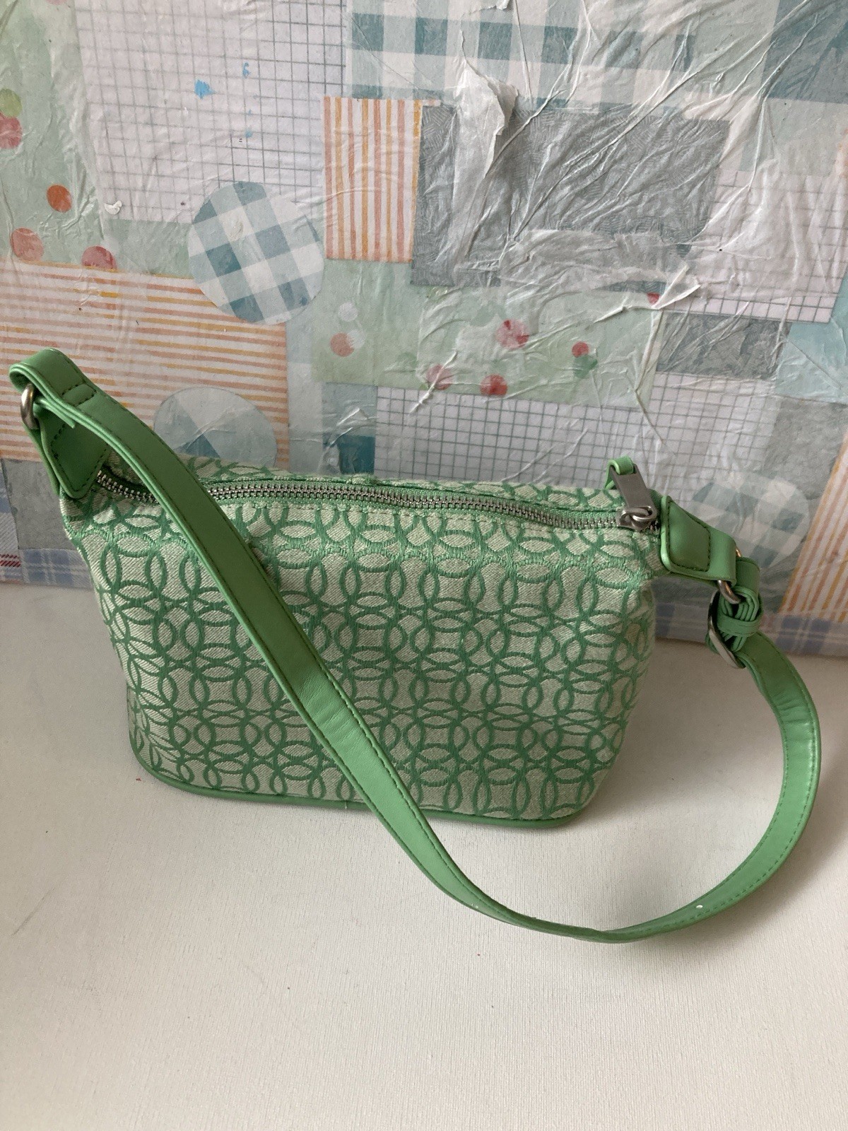 Green Women’s Shoulder Purse Small with Silver Hardware Adjustable 23in Strap