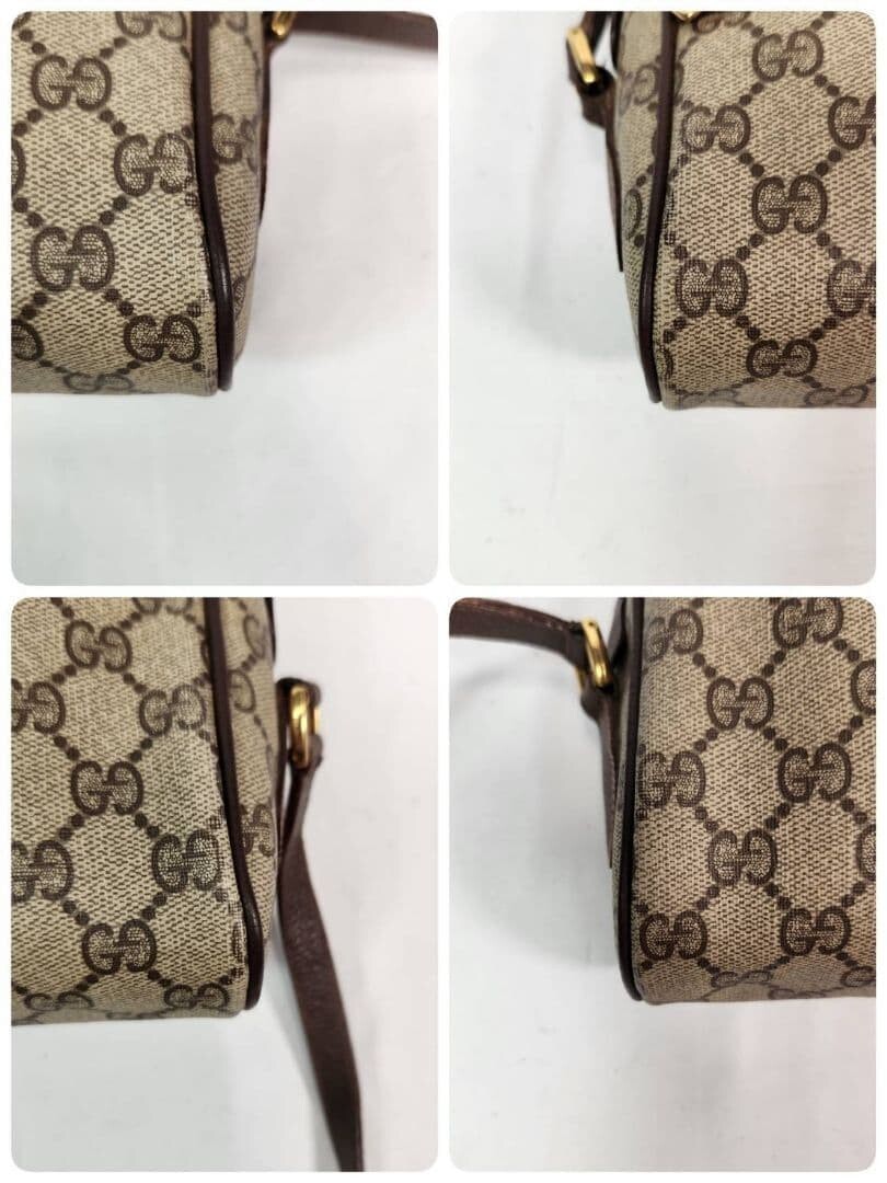 GUCCI Shoulder bag GG Web stripe leather brown Vintage Authentic From Japan
