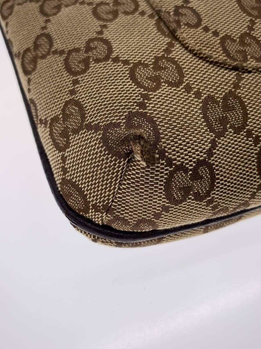 Gucci GG Canvas Shoulder Bag Brown Monogram Women Authentic 122793 26cm
