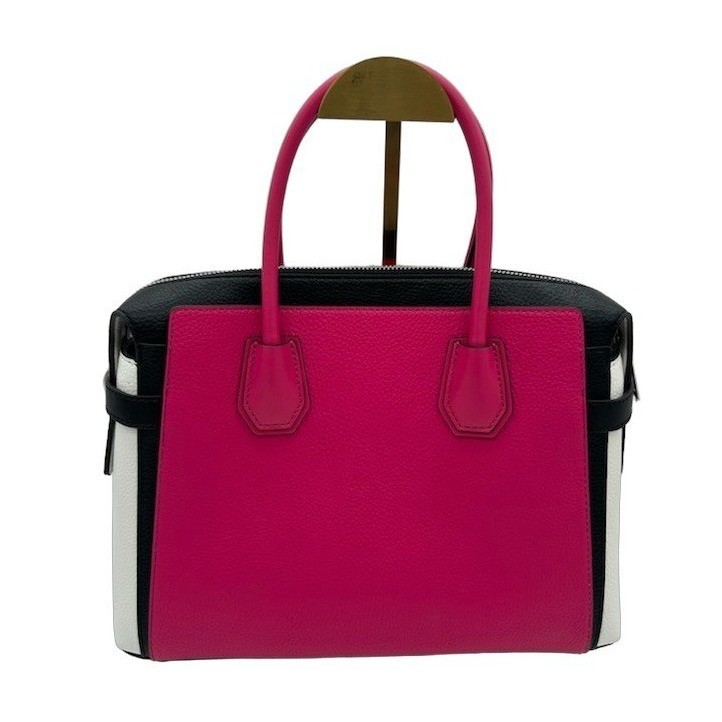 Michael Kors Satchel Women’s Pink Black White Colorblock Pebbled Leather Y2K Bag