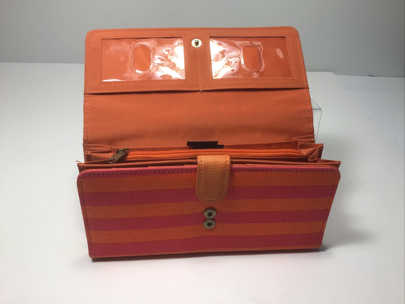 New. Express Woman’s Tan Wristlet Purse w/Silver Chain & Orange Clutch Purse
