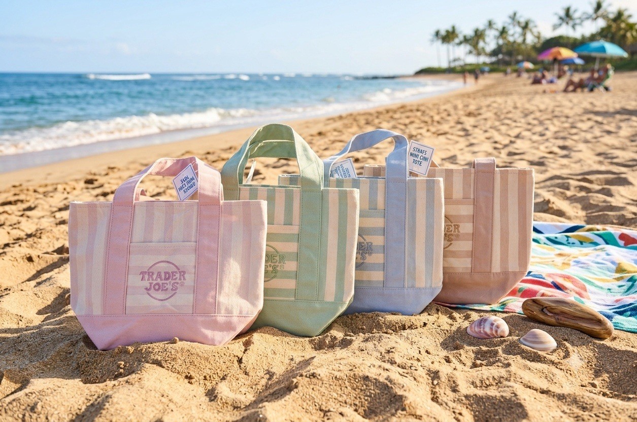 TRADER JOES MINI STRIPED BAGS – NEW WITH TAGS! Set of 4!