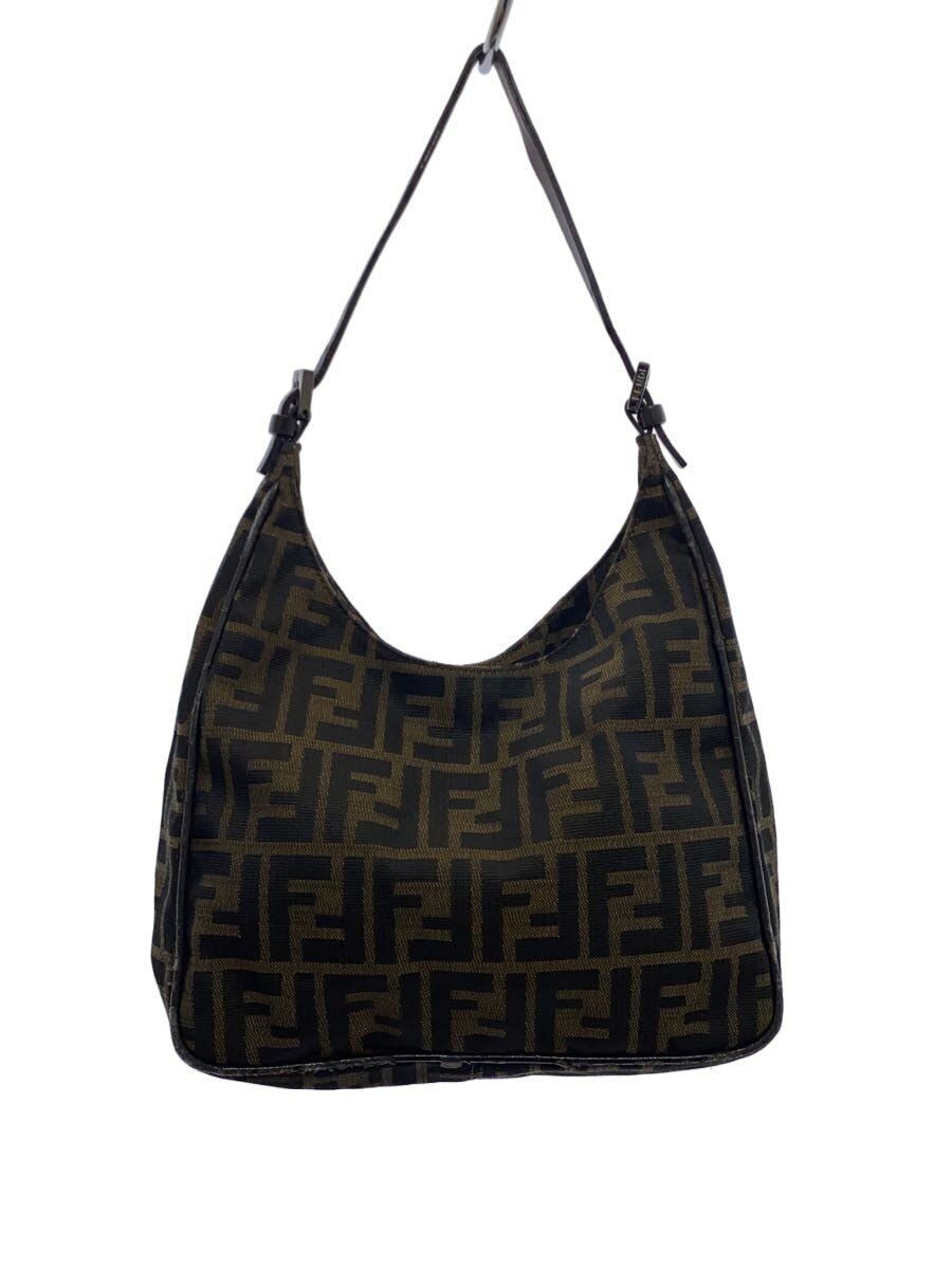 FENDI Handbag Zucca Pattern One Shoulder Canvas Brown Monogram Used