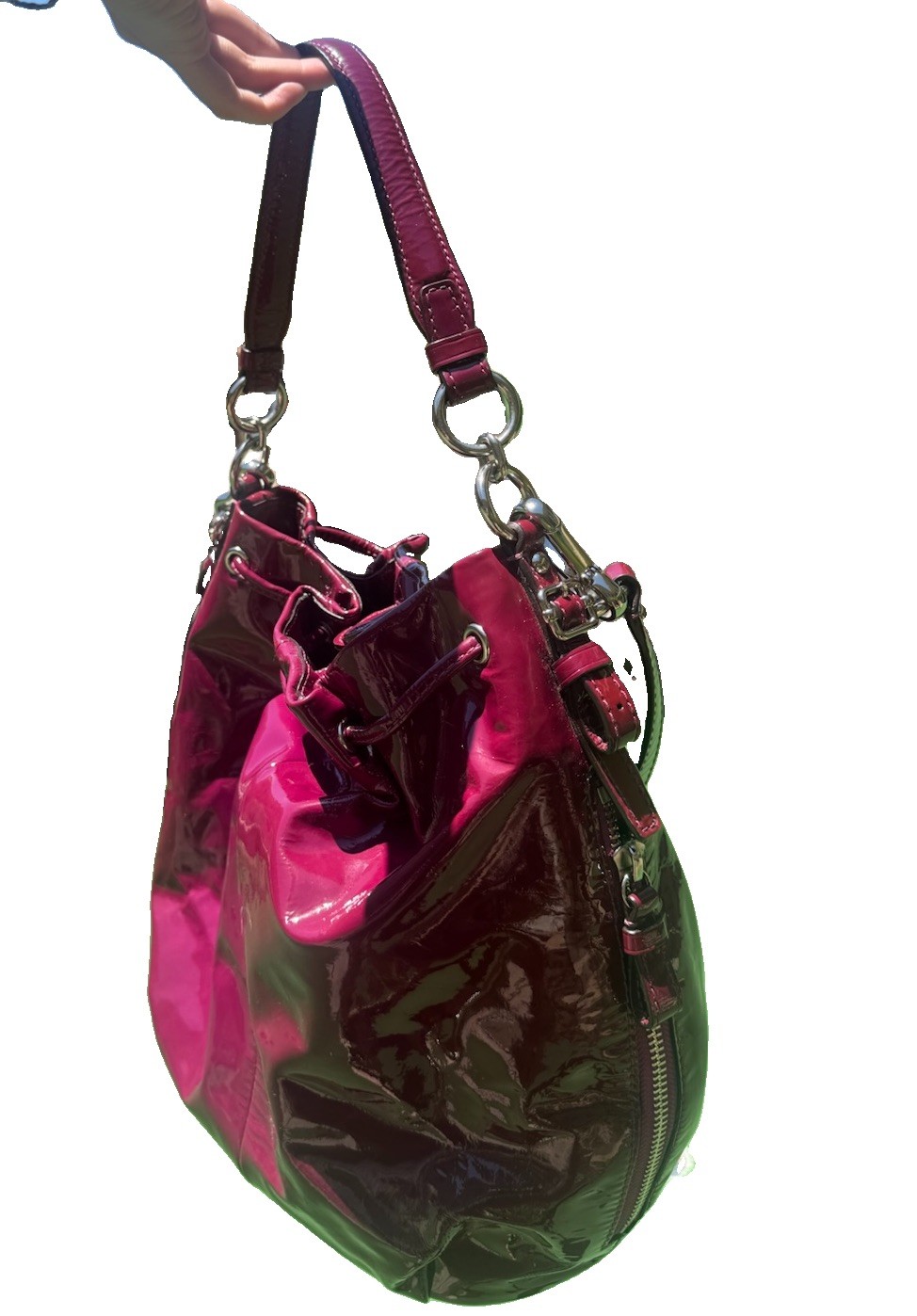 Coach Burgundy Drawstring Zip Shoulder Bag w Hang Tag & Original Dust Bag