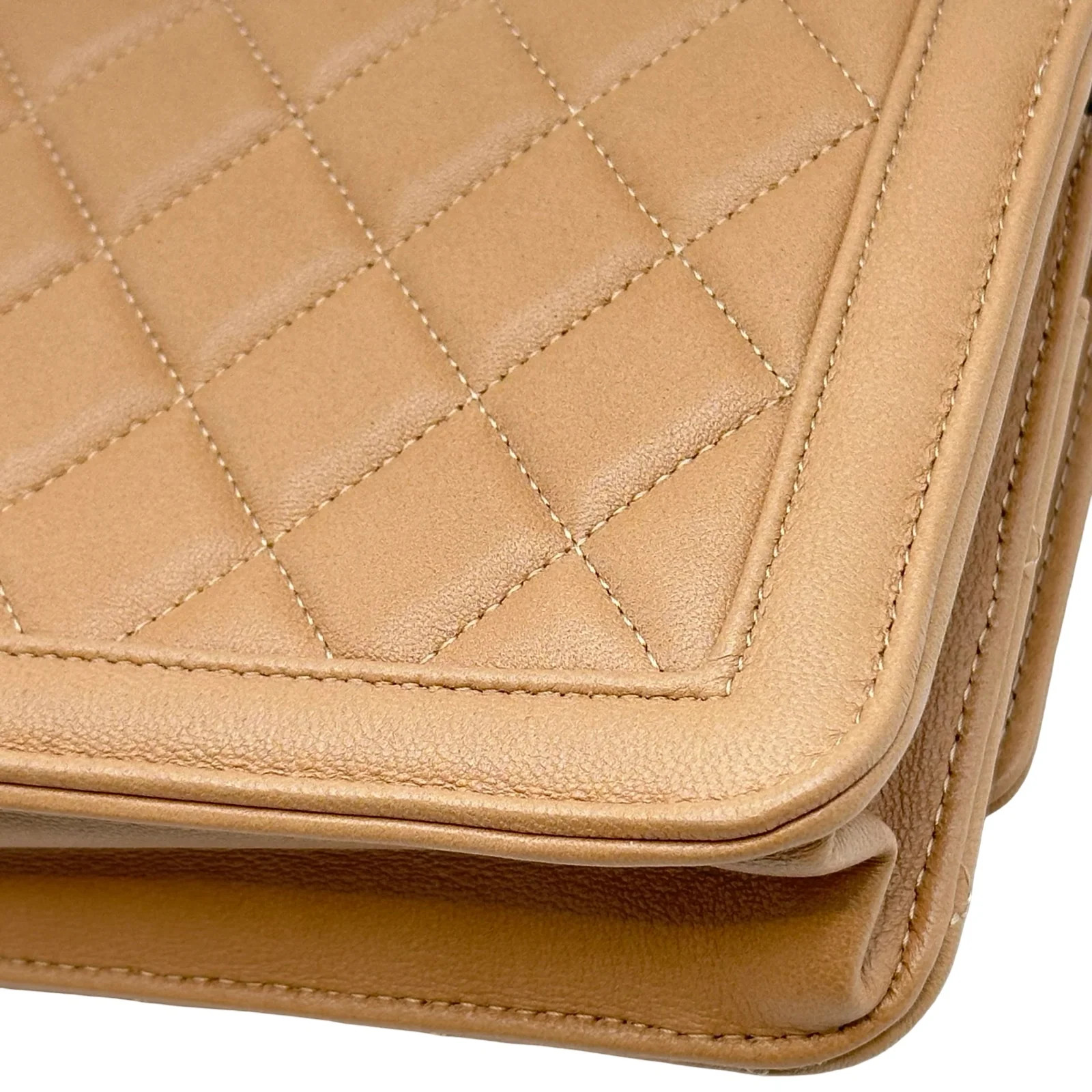 CHANEL Matelassé Mini Flap Beige Lambskin Shoulder Bag AS5048 #OKB7789