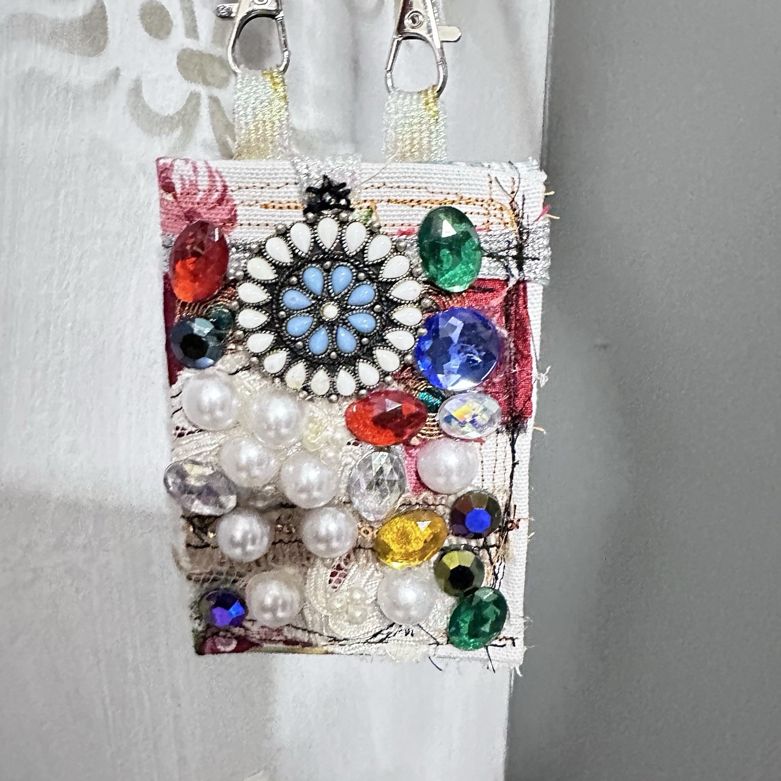 Boho, Medicine Bag, Necklace, Fabric Purse, Handmade, Wallet Artisan OOAK Signed