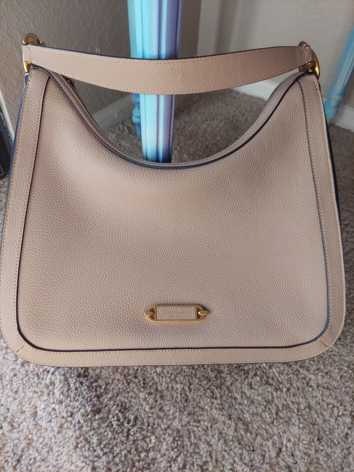 Kate Spade New York Nude Leather Hobo Style Handbag Excellent
