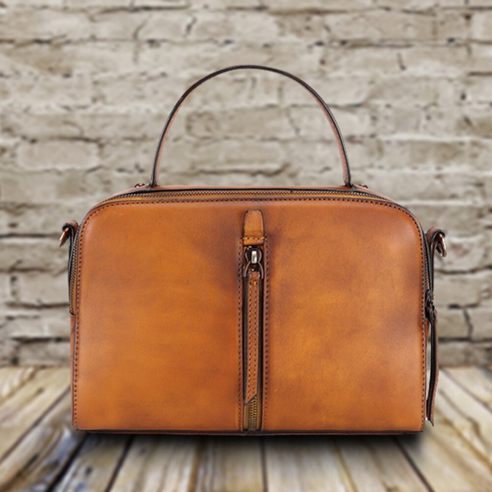 Genuine Leather Shoulder Bag for Women Vintage Small Satchel Purses and Handbags
