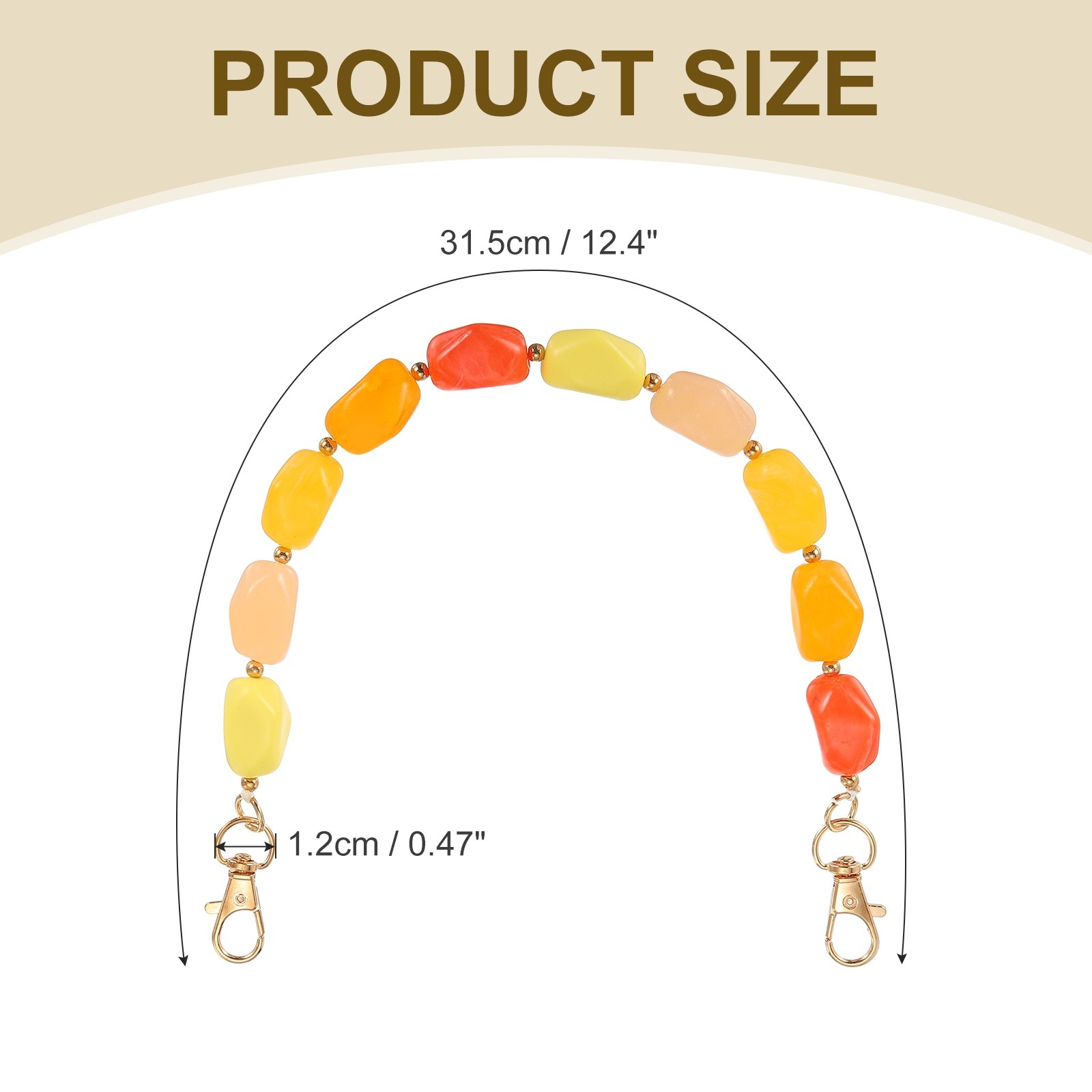 Bead Purse Strap Acrylic Purse Chain Extender, 12.4″, Vibrant Mixed Color