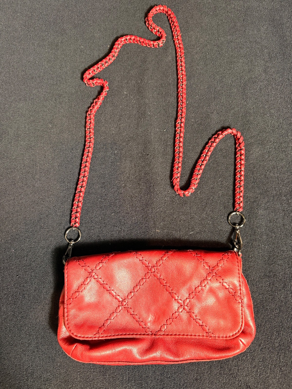 Linea Pelle Burgundy Crossbody/Shoulder Purse with Dark Metal Accents