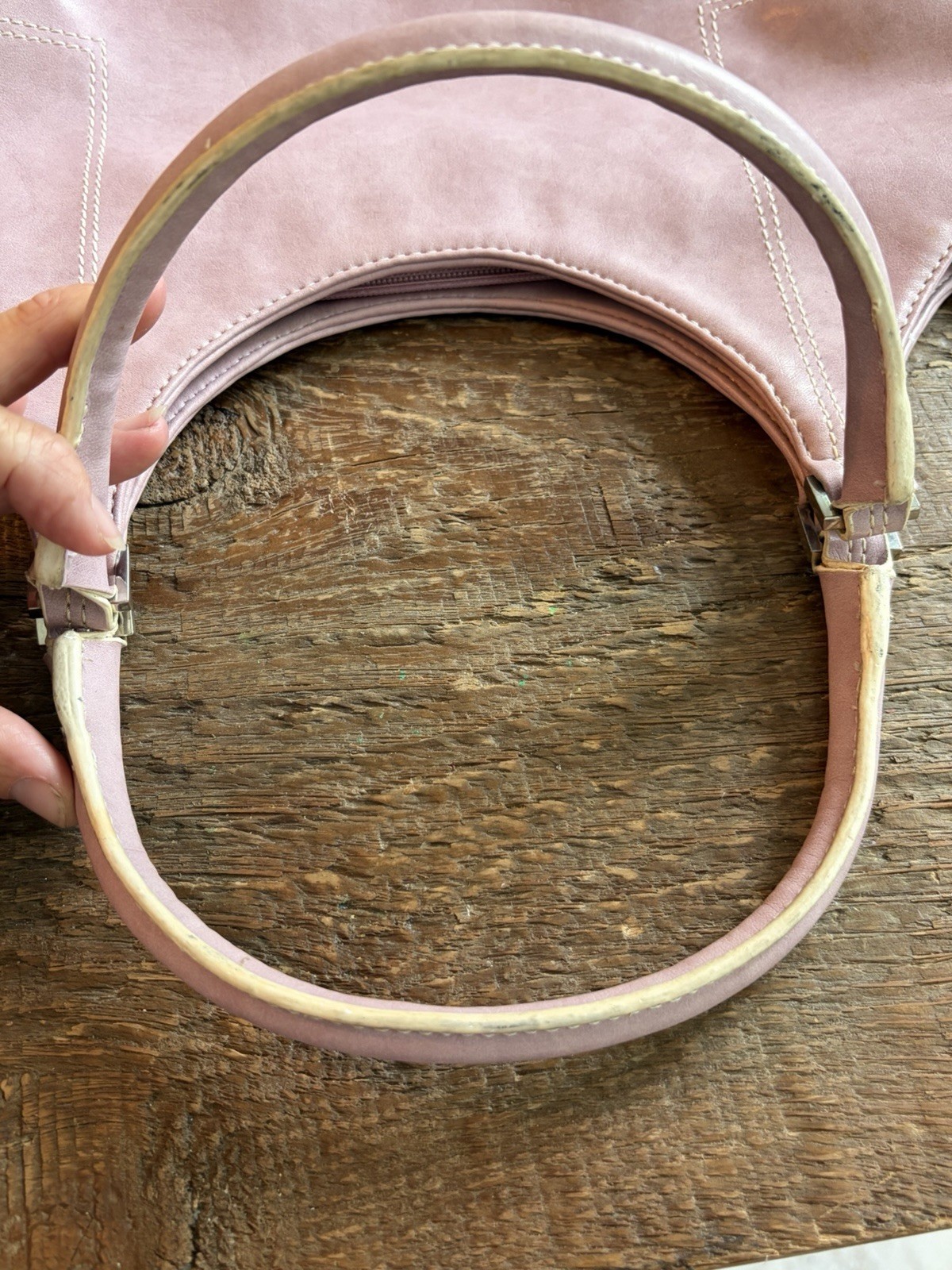 United Colors of Benetton Pink Shoulder Bag Zip Closure Silver Hardware Lined