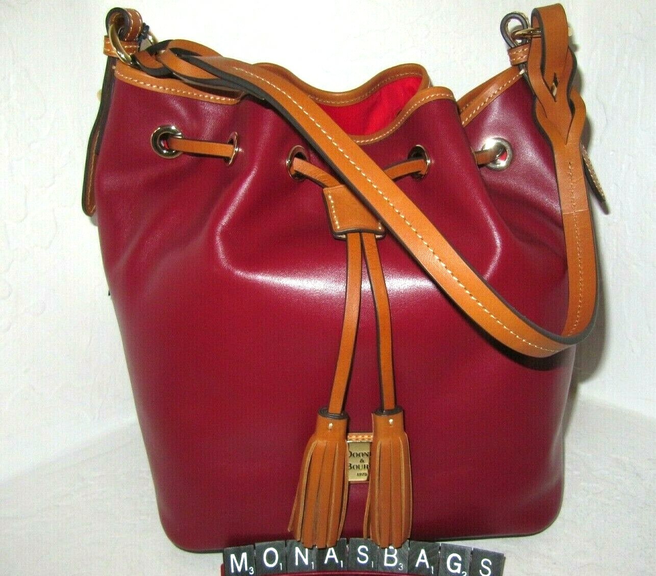 Dooney & Bourke Wexford Tasha Drawstring Bag Mulberry Burgundy Leather NWT $288