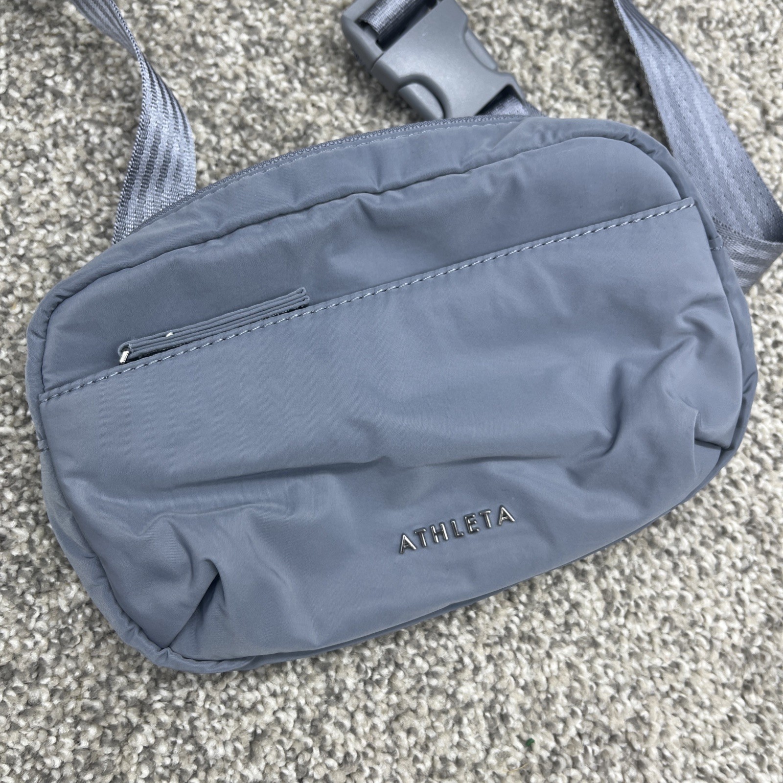 Athleta All About Water Repellent Crossbody Bag Purse Belted Gray Gym Small
