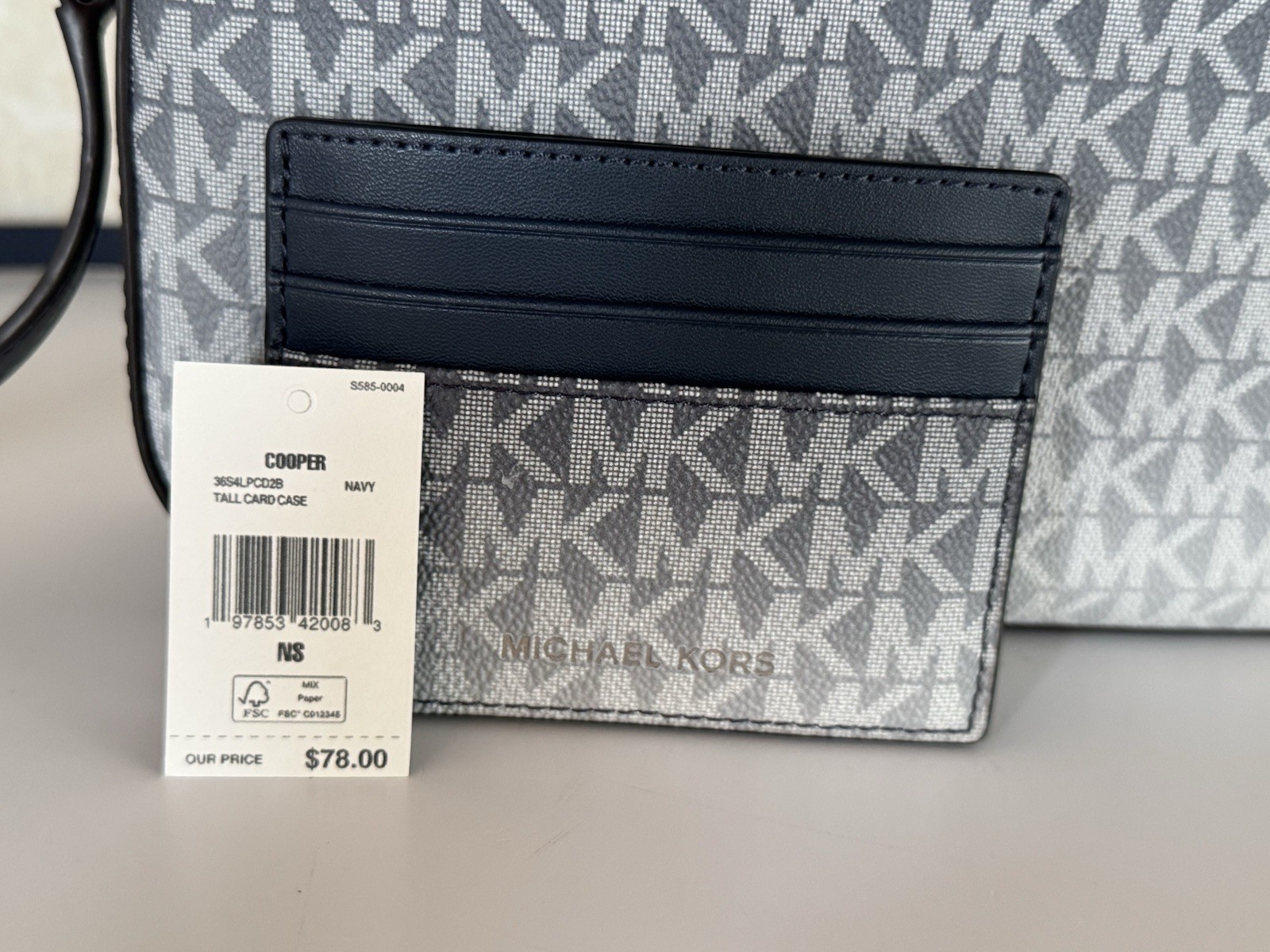 Michael Kors Jet Set Item Chain Crossbody Bag + Card Case Wallet MK Ombré Navy