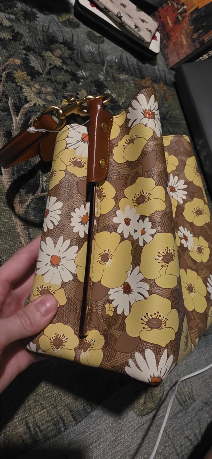 Coach floral pattern handbag (glitter detail) w/ dust bag