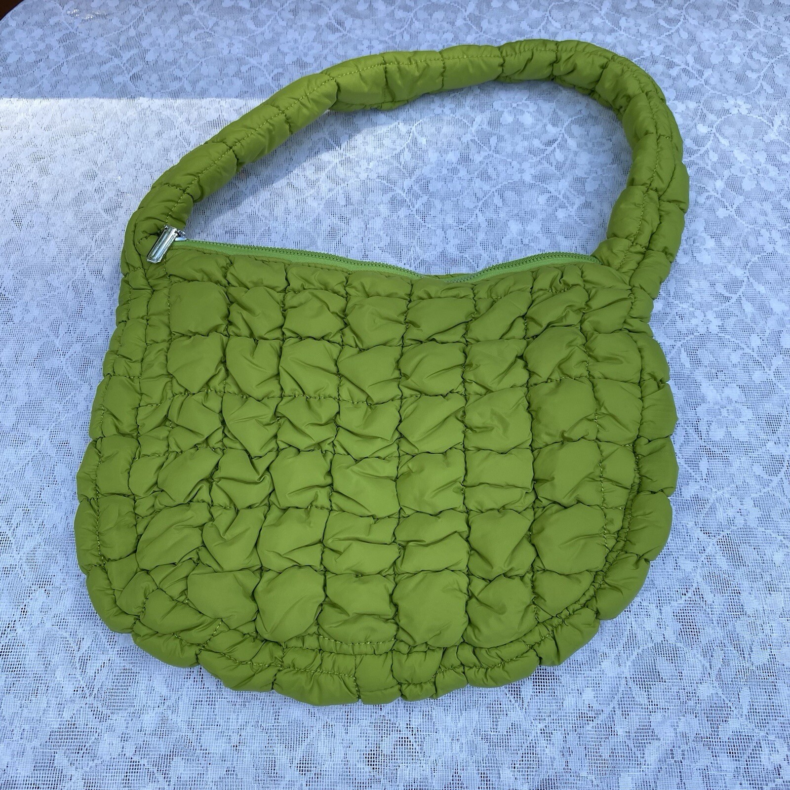 Woman Bag Pleated Bubbles Shoulder Bag Handbag Bright Green