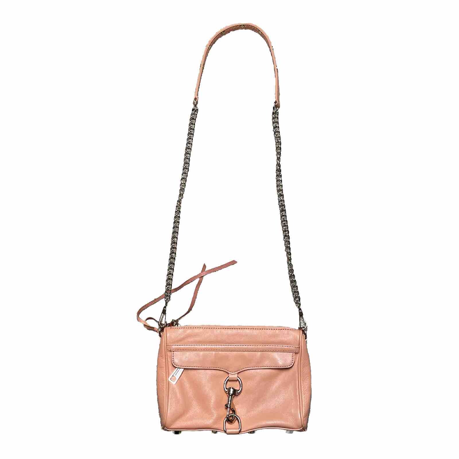 Rebecca Minkoff Mini MAC Crossbody Leather Purse Peach Gold Hardware Clutch Bag