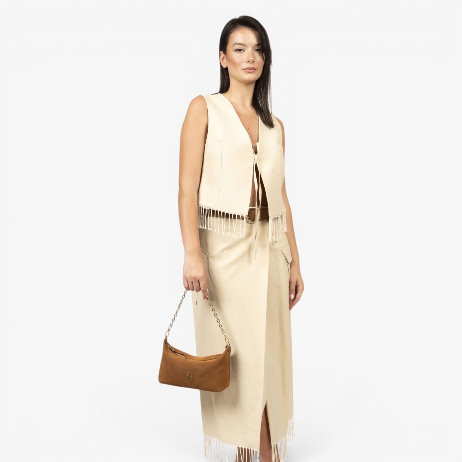 Women’s Leather Shoulder Bag Crossbody Gold Chain Small Made in Greece