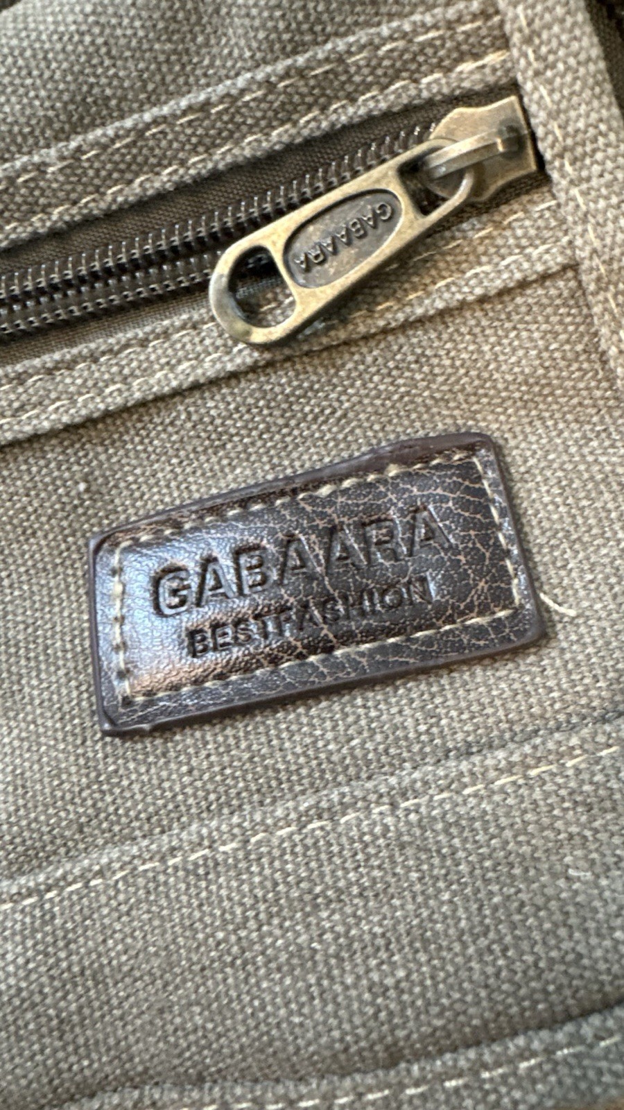 Gabaara Small Olive Green Canvas Multi Pocket Shoulder Bag
