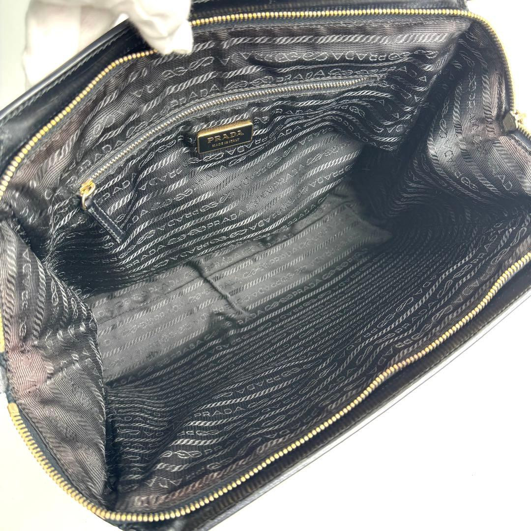 PRADA Archive Leather Shoulder Bag handbag Black Y2K Authentic 283