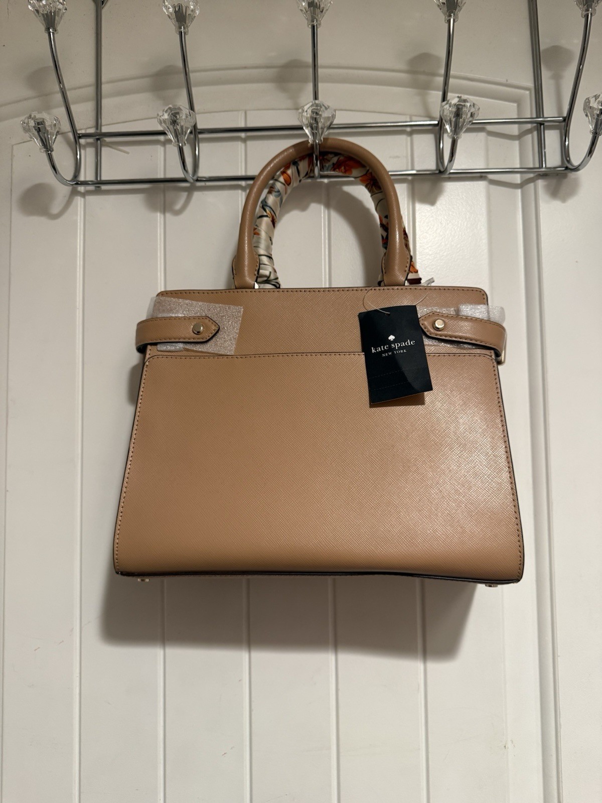 NWT Kate Spade Staci Medium Satchel Saffiano Leather Light Fawn WKRU6951