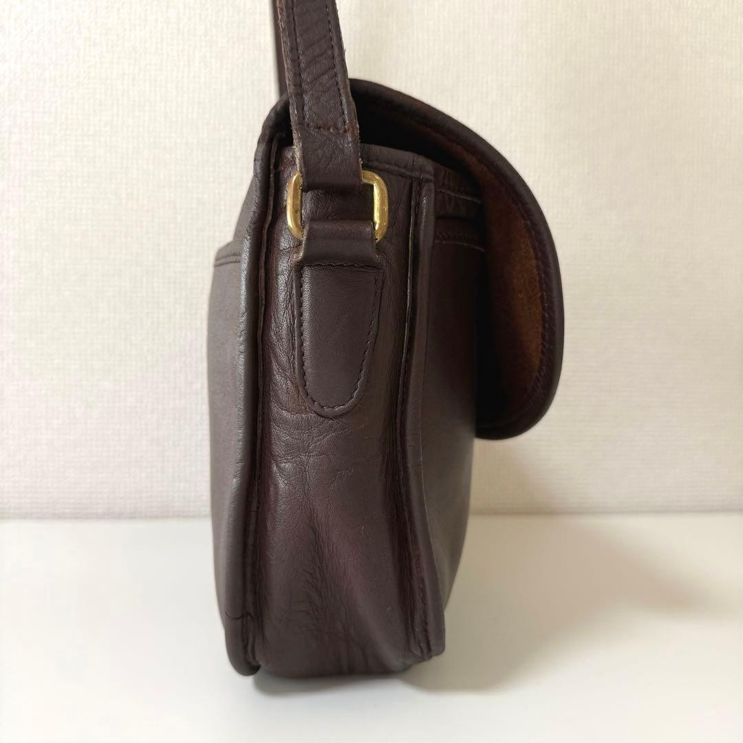 COACH 9790 Vintage Shoulder Bag Turnlock Leather Brown Gold Tone Hardware