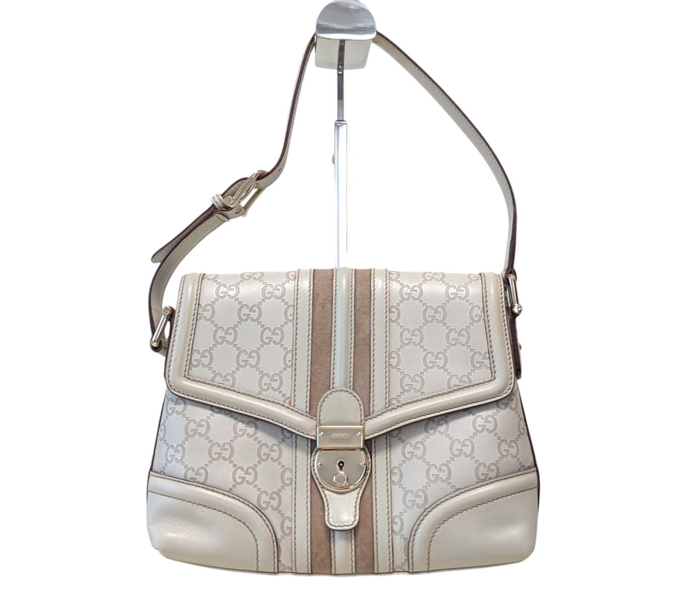 GUCCI Guccissima Shoulder Hand Bag Sherry Line Off White Leather